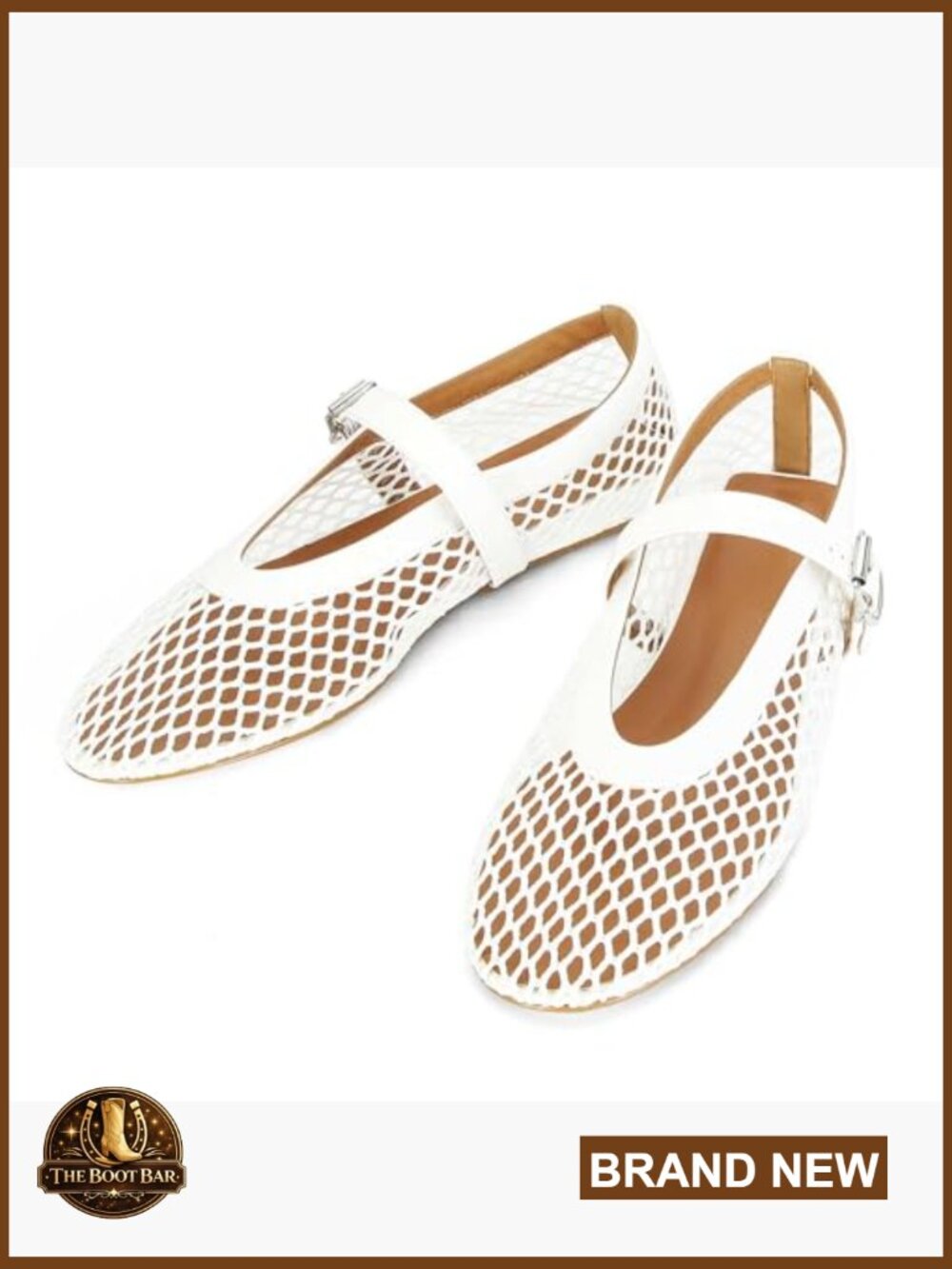 Mesh Ballet Flats Fishnet Mary Jane Buckle Strap Round Toe Flats - Picture 5 of 7